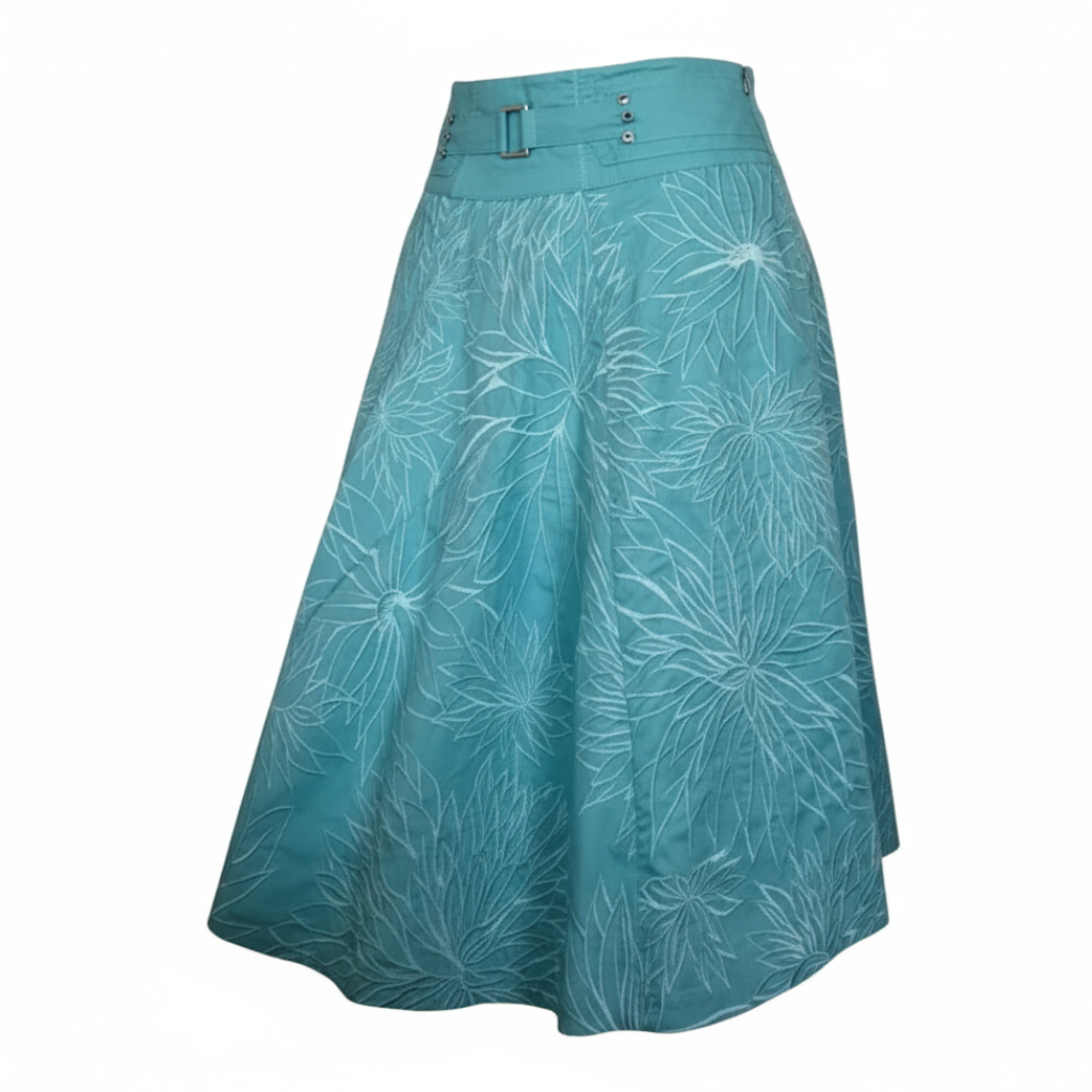 Karen Millen Vintage Turquoise Embroidered Skirt UK 8