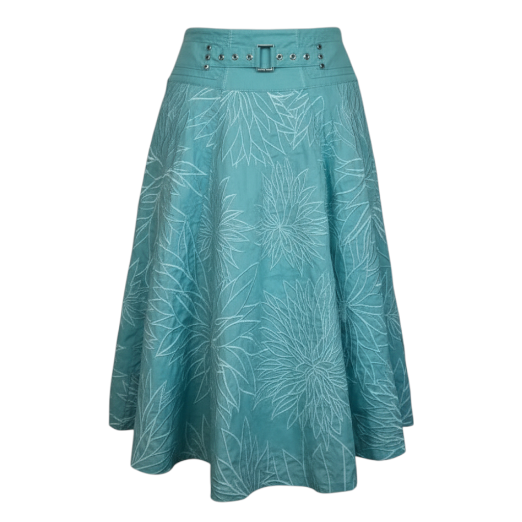 Karen Millen Vintage Turquoise Embroidered Skirt UK 8