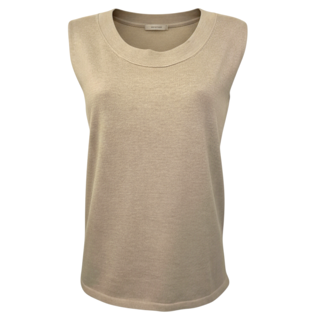 Lamberto Losani Oatmeal Cotton Cashmere Top UK 18