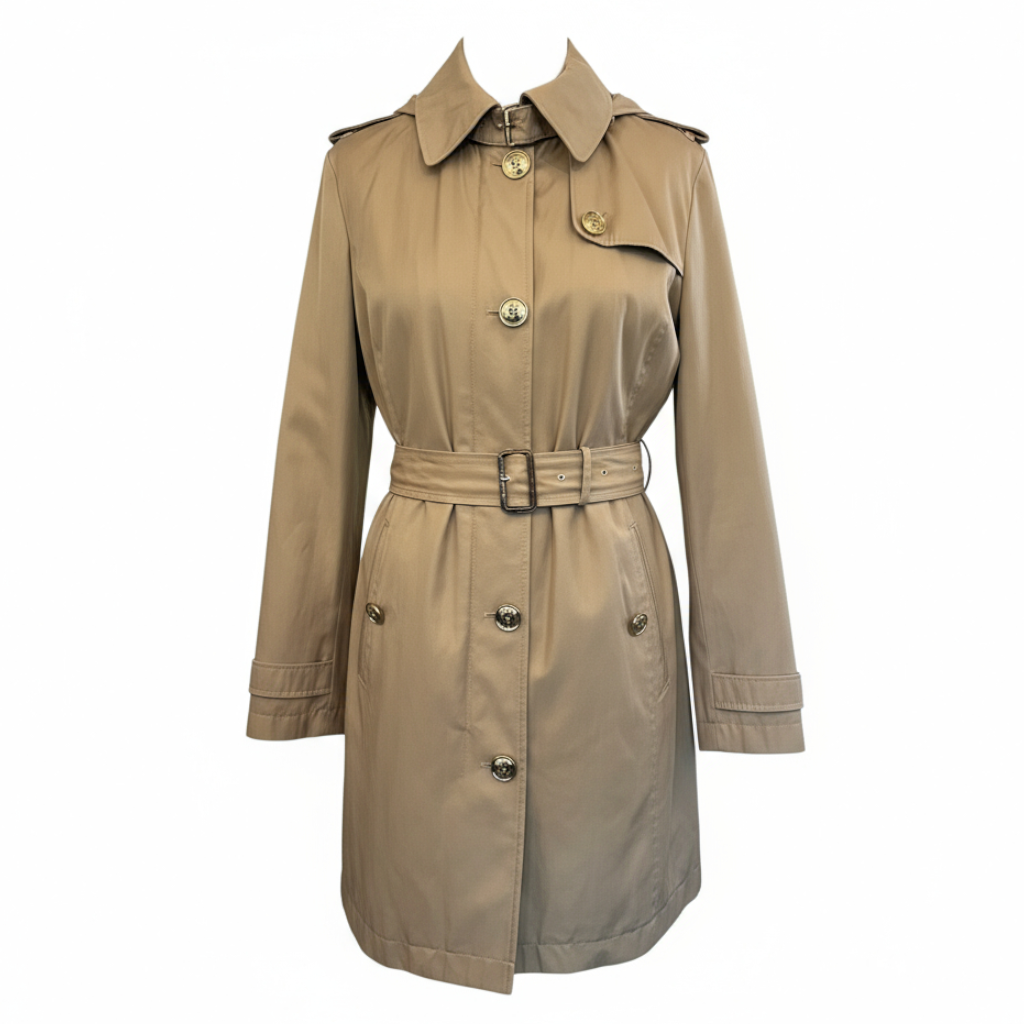 Michael Kors Beige Cotton Blend Belted Trench Coat UK 16/18