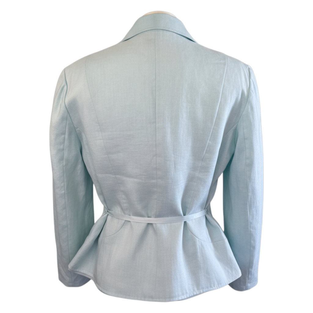 Monsoon Pale Blue Linen Silk Trim Jacket UK 14