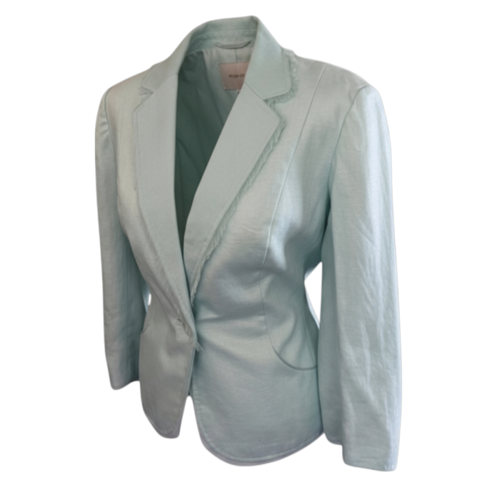 Monsoon Pale Blue Linen Silk Trim Jacket UK 14