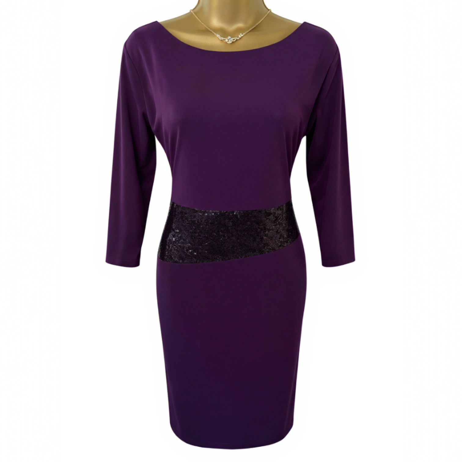 Nightingales Purple Sequin Embellished Dress UK 12