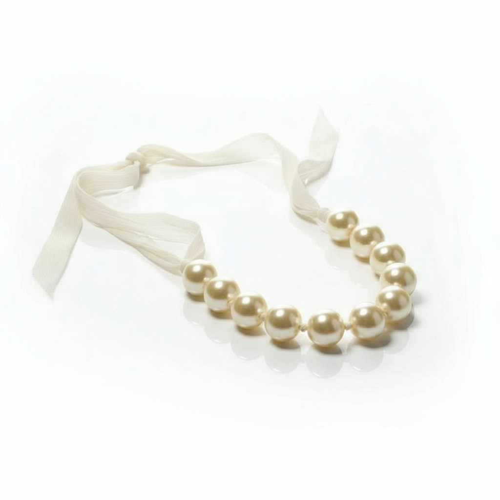 Vintage Large Faux Pearl Hand Knotted Long Bead Tie Necklace