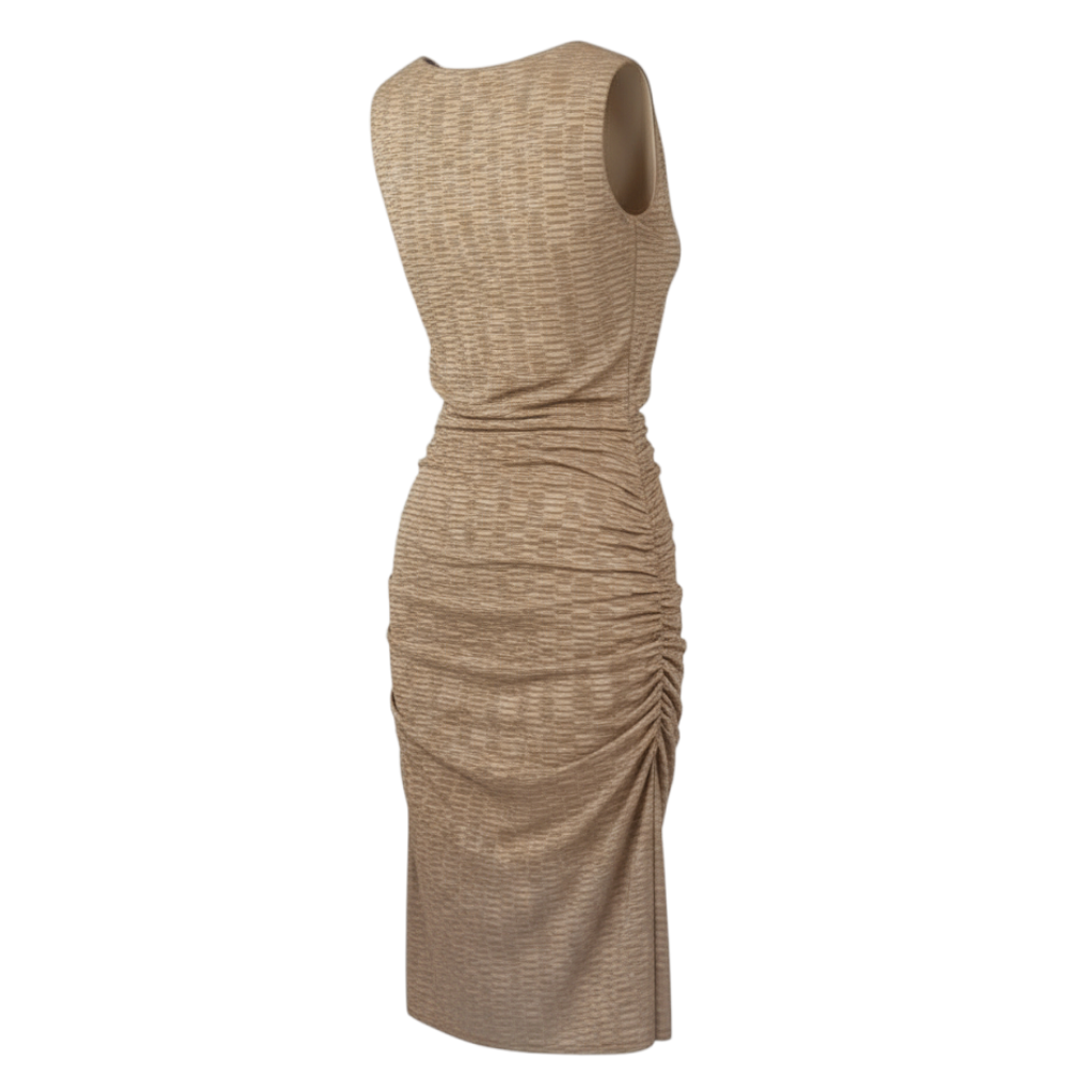 Phase Eight Pale Gold Crinkle Shimmer Dress UK 16
