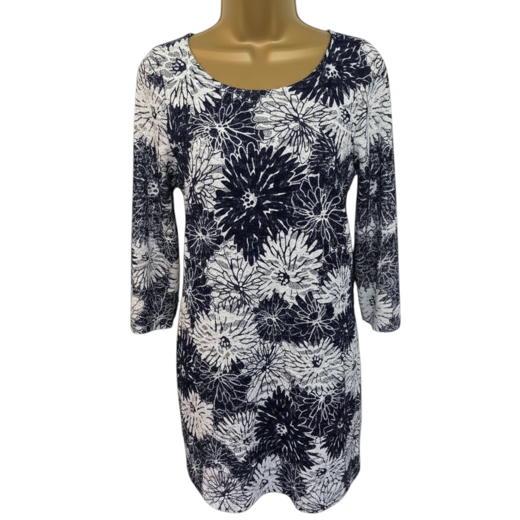 Phase Eight Navy White Lacy Floral Dress UK 12