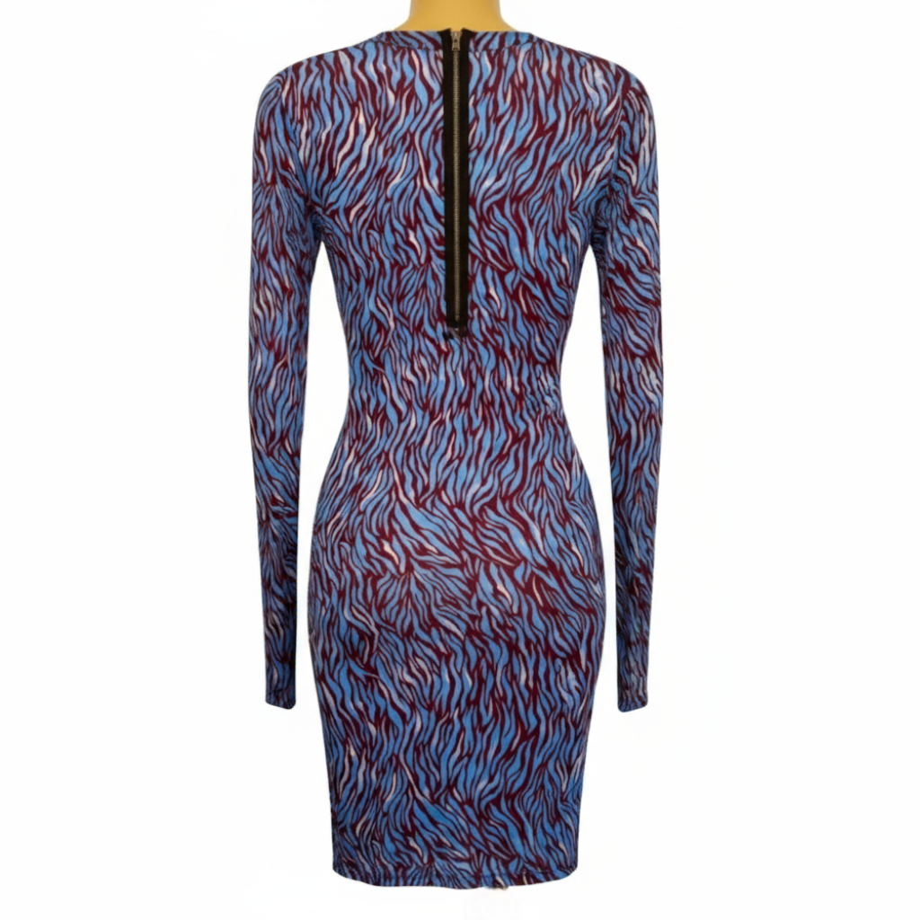 Primrose Park Blue & Claret Silky Dress UK 8