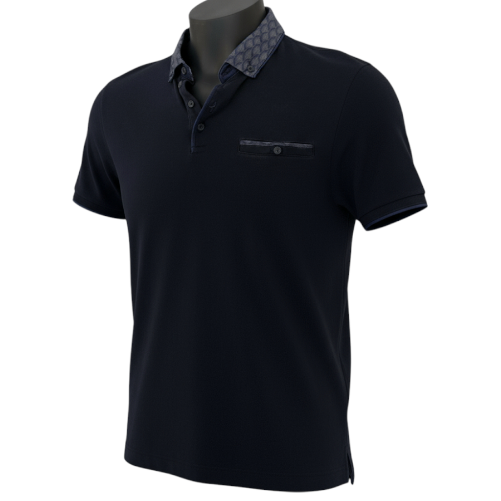 River Island Navy Cotton Polo Shirt Size Small
