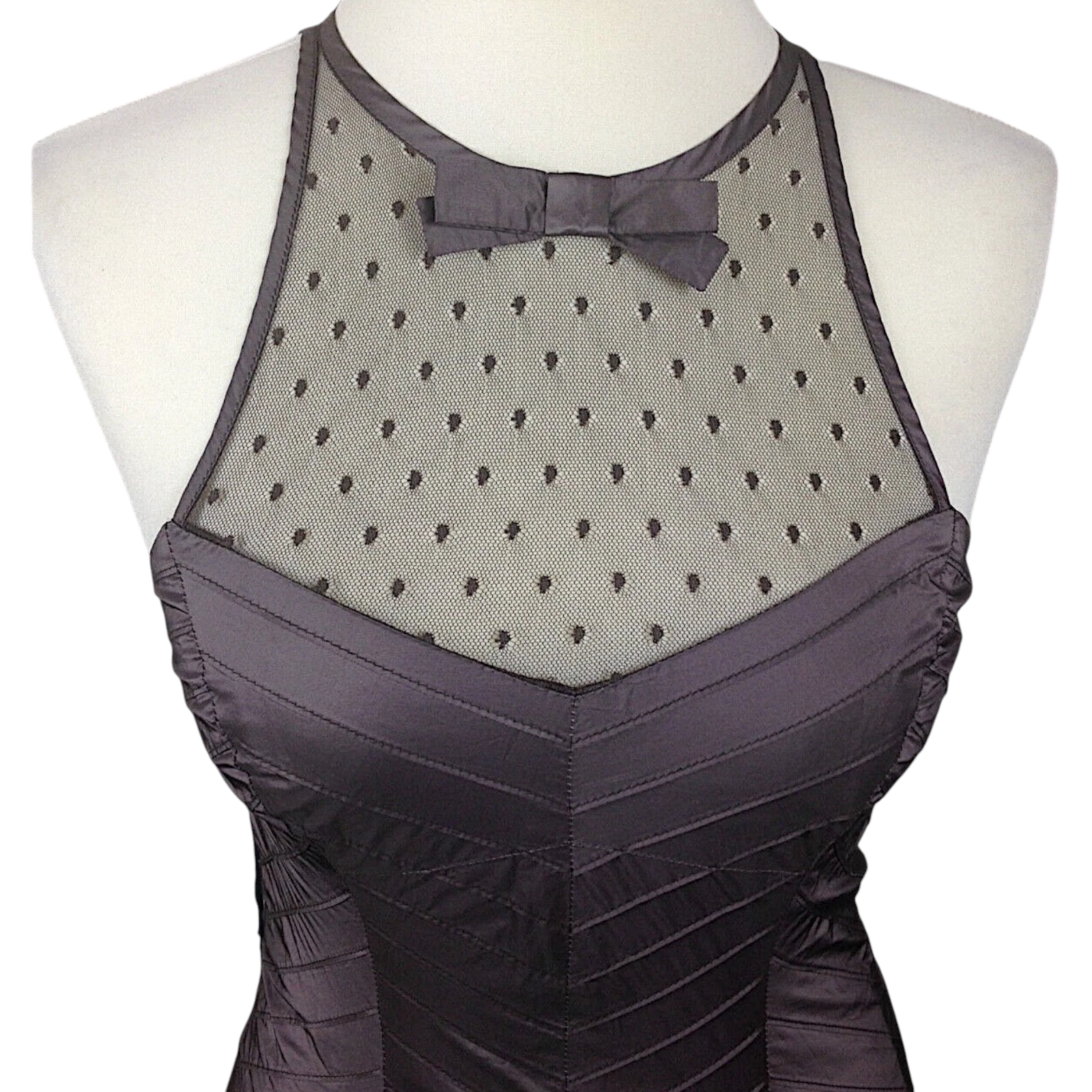 Karen Millen Brown Taffeta Bubble Hem Dress UK 8