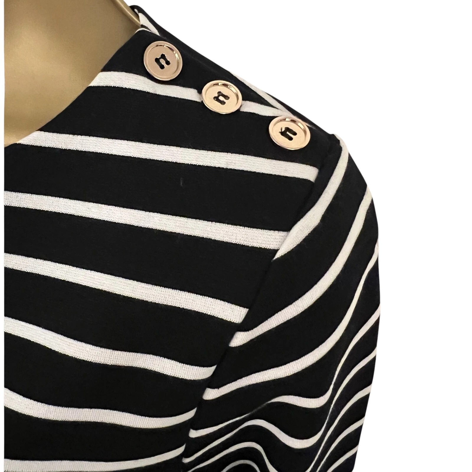 Hobbs Black White Stripe Ponte Jersey Dress UK 8
