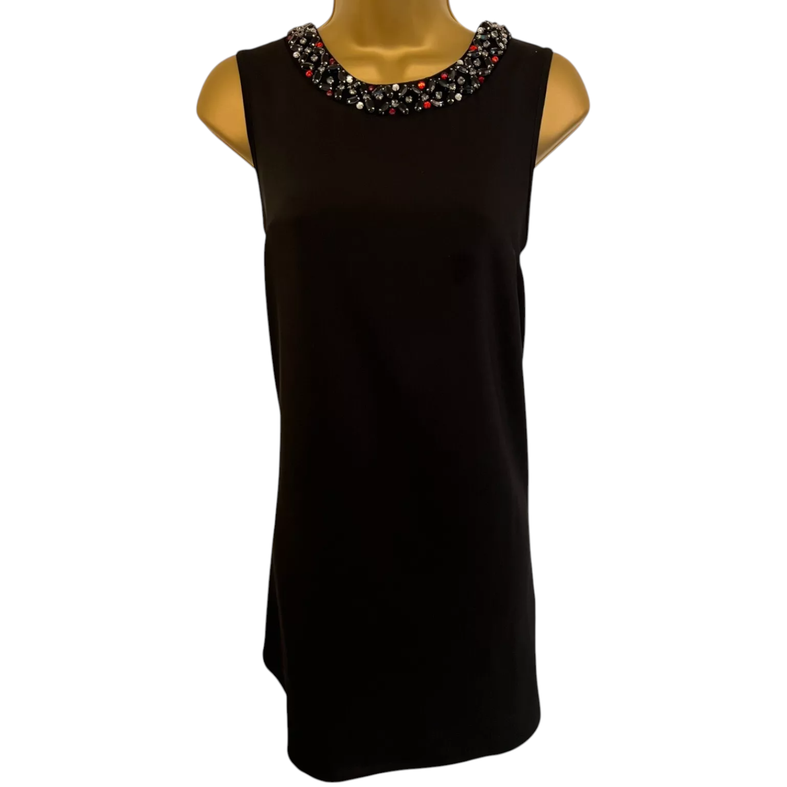 Dorothy Perkins Black Gem Neckline Dress UK 10