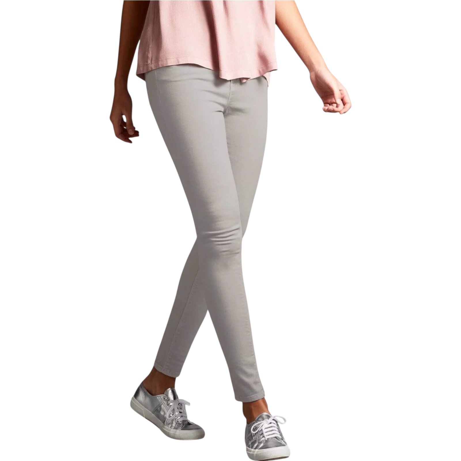 Waven Pale Grey Mid Rise Skinny Jeans UK 10