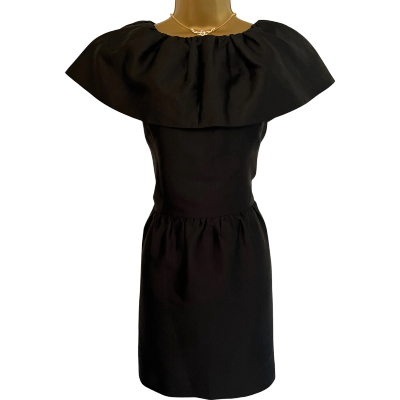 Reiss Black Taffeta Wide Collar Sleeveless Mini Dress UK 8