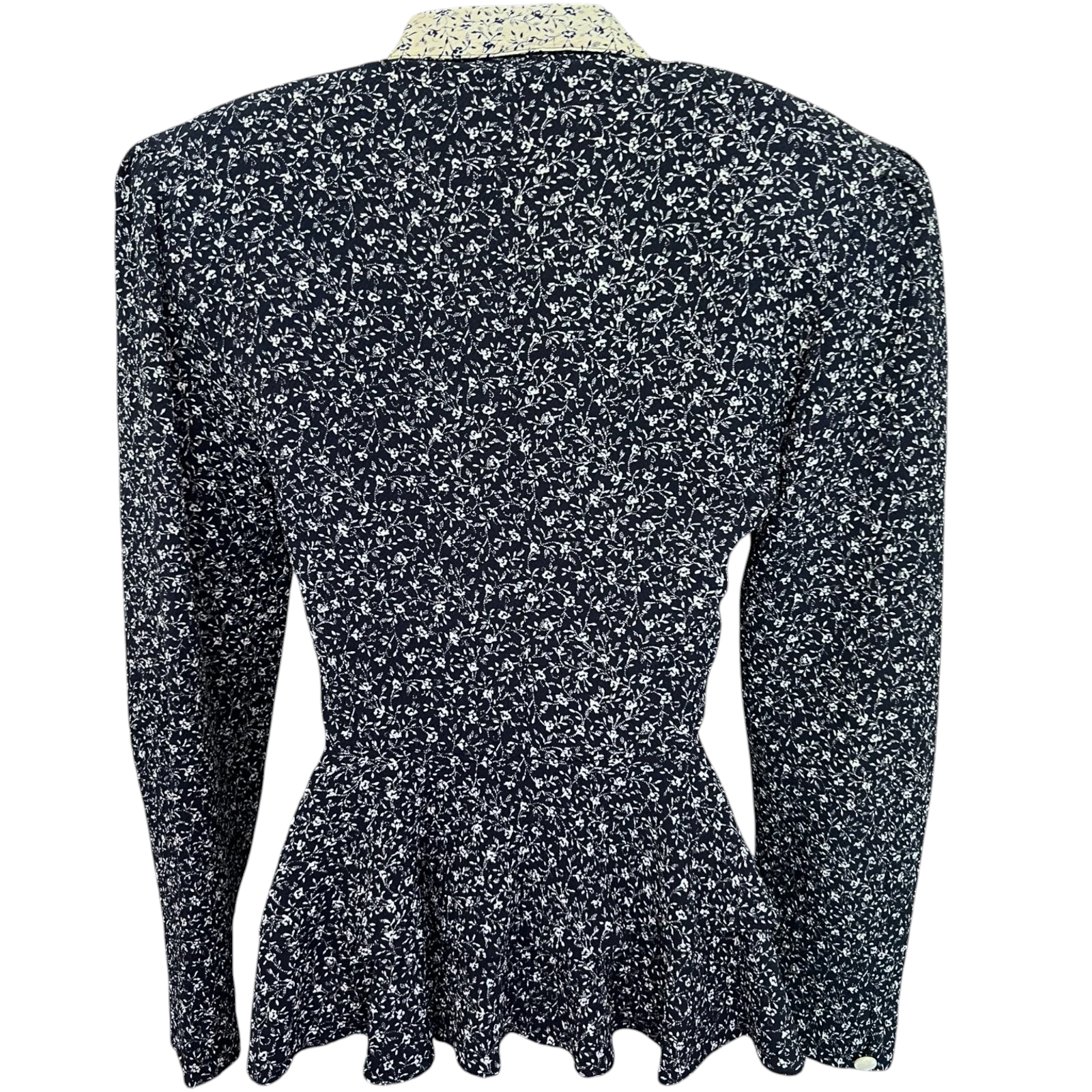 Fink Modell Vintage Navy & Ivory Floral Peplum Jacket UK 8