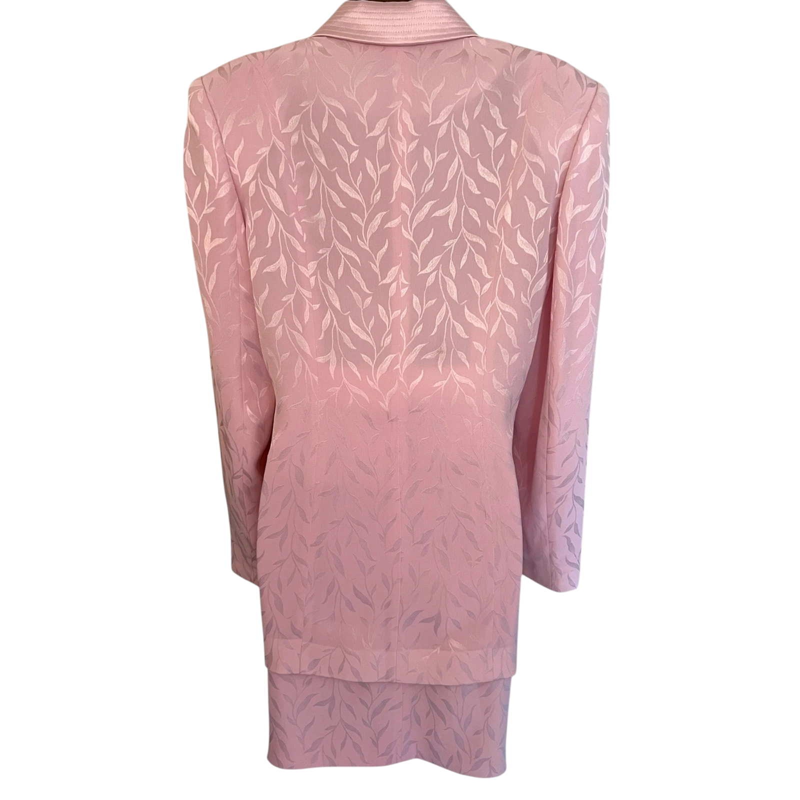 Ronald Joyce Vintage 1990's Baby Pink Silky Skirt Suit UK 14