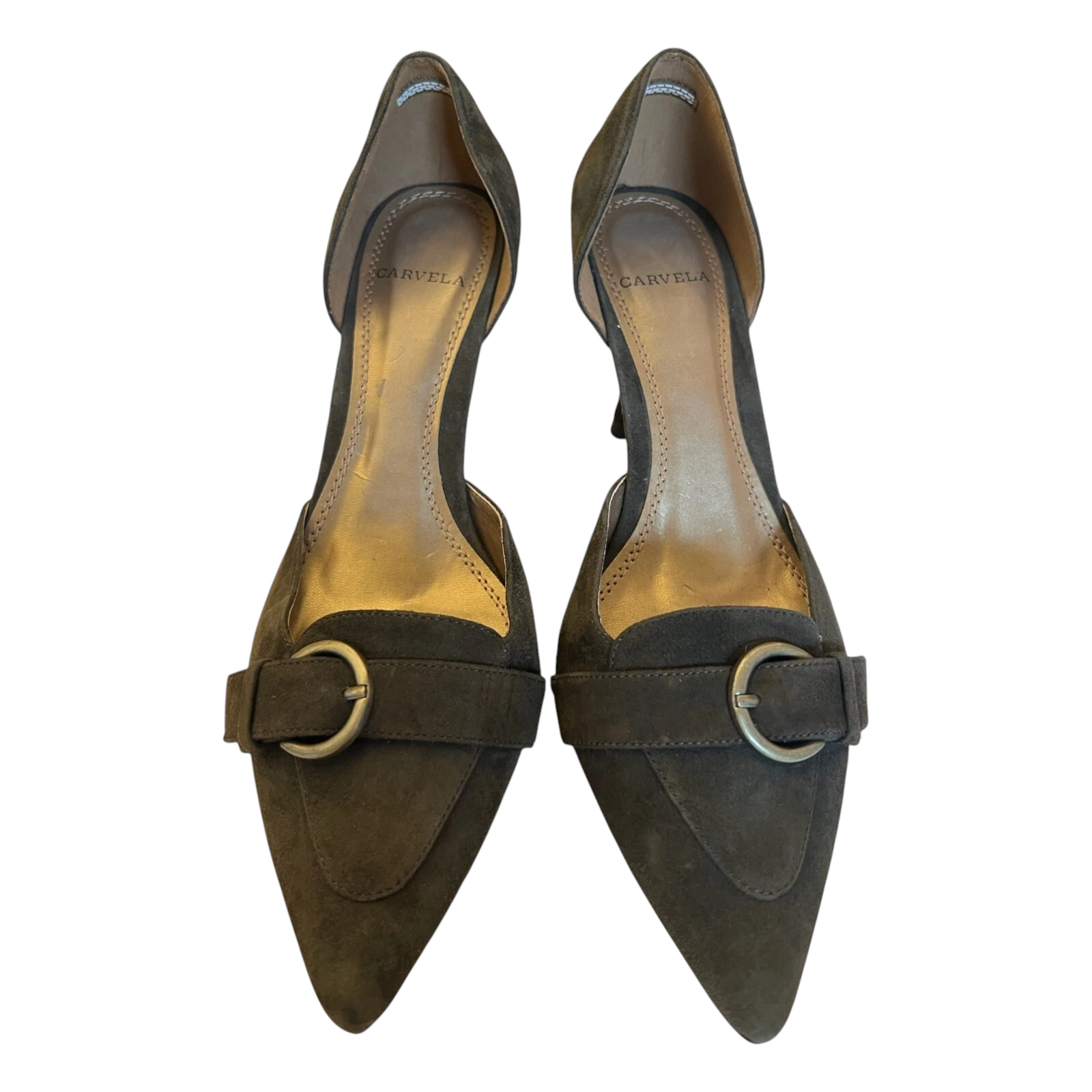 Carvela Khaki Suede D'orsay Court Shoes UK 4