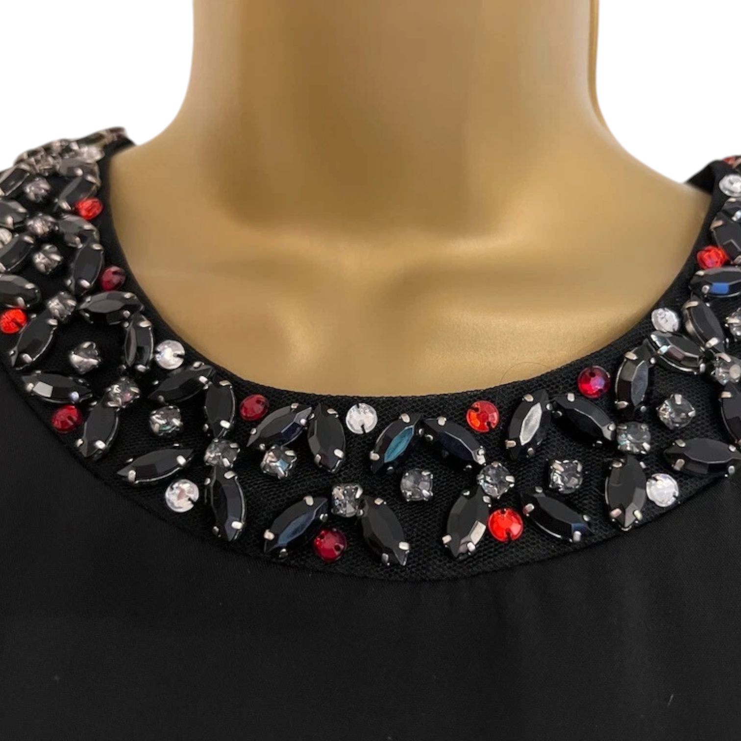 Dorothy Perkins Black Gem Neckline Dress UK 10