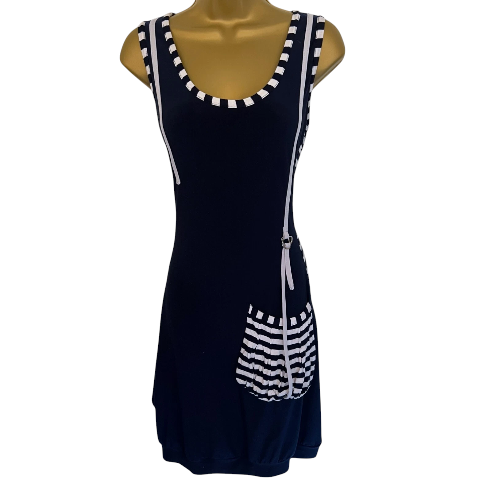 Joseph Ribkoff Navy & White Stripe Jersey Nautical Dress UK 8