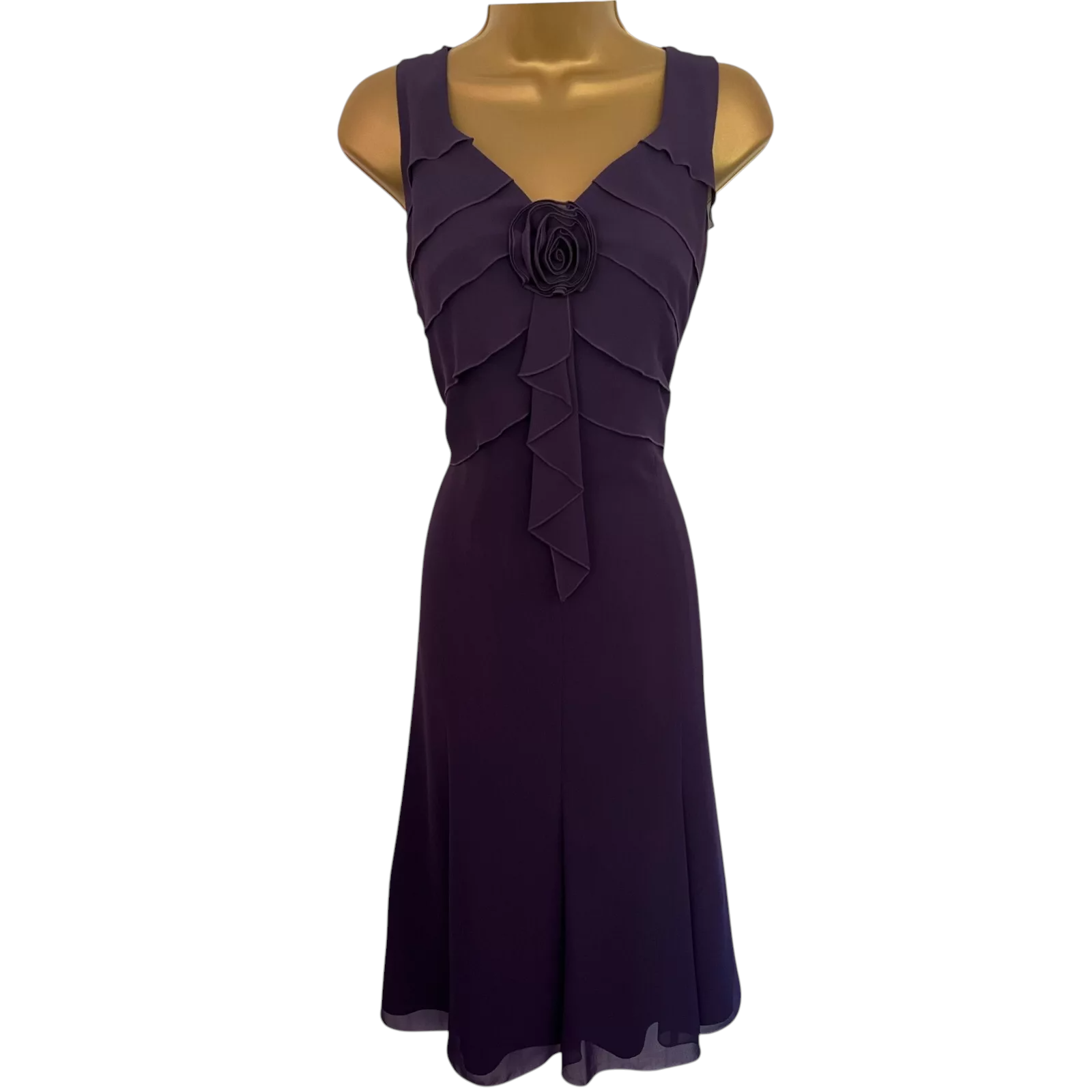 Jacques Vert Dark Purple Occasion Dress Jacket Suit UK 12
