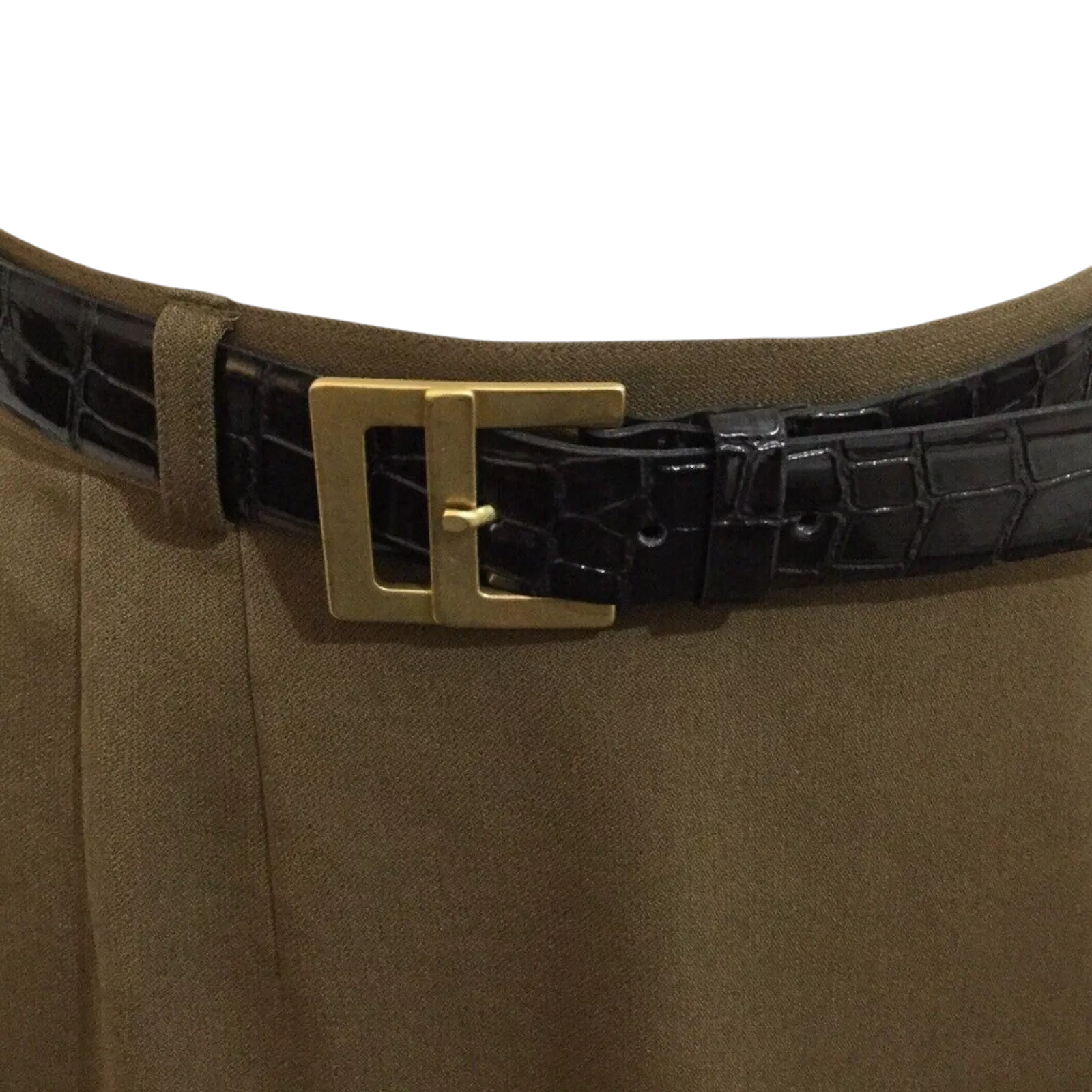 Gerry Weber Dark Khaki Mock Croc Belt Skirt UK 10