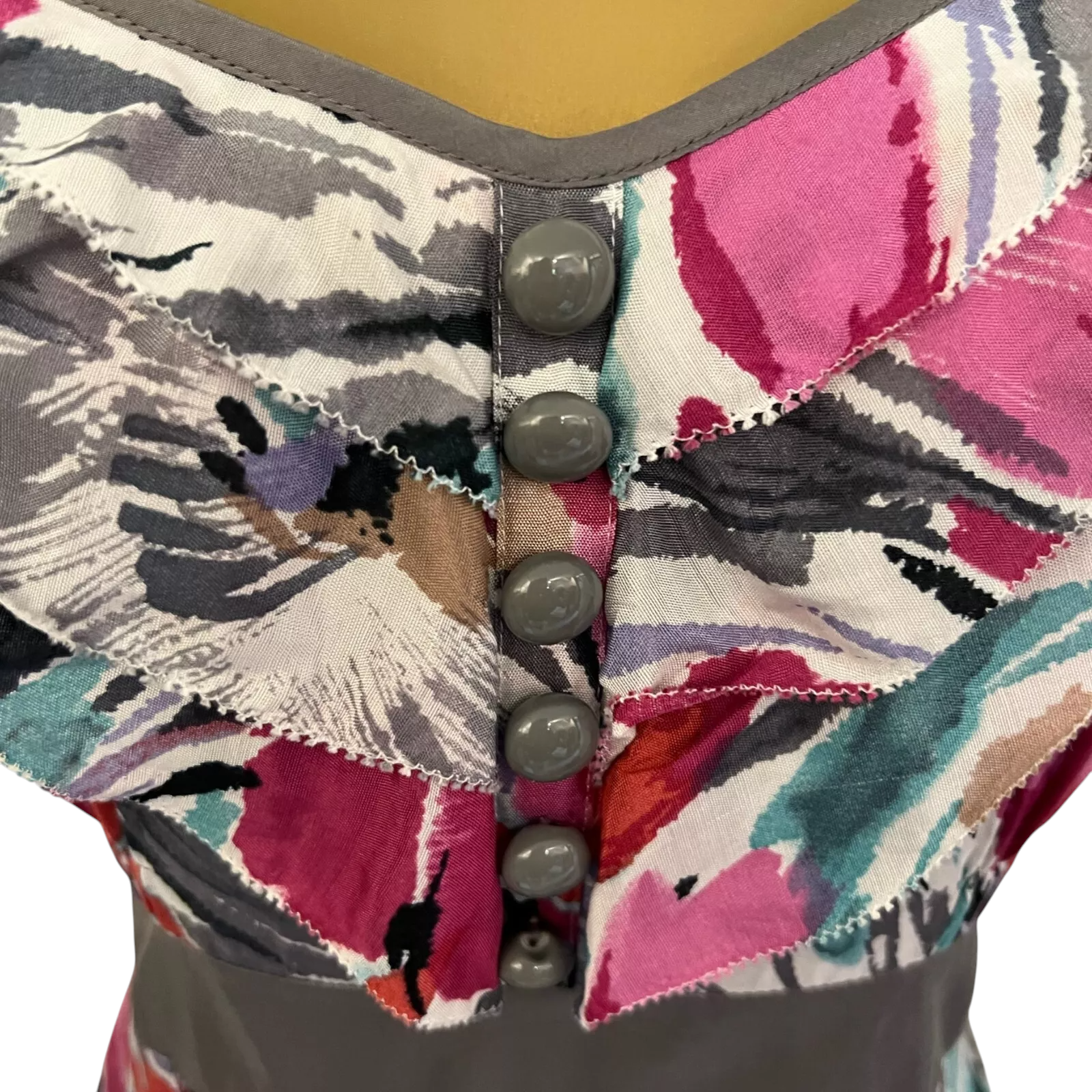 Monsoon Grey Pink Silky Strappy Dress UK 12
