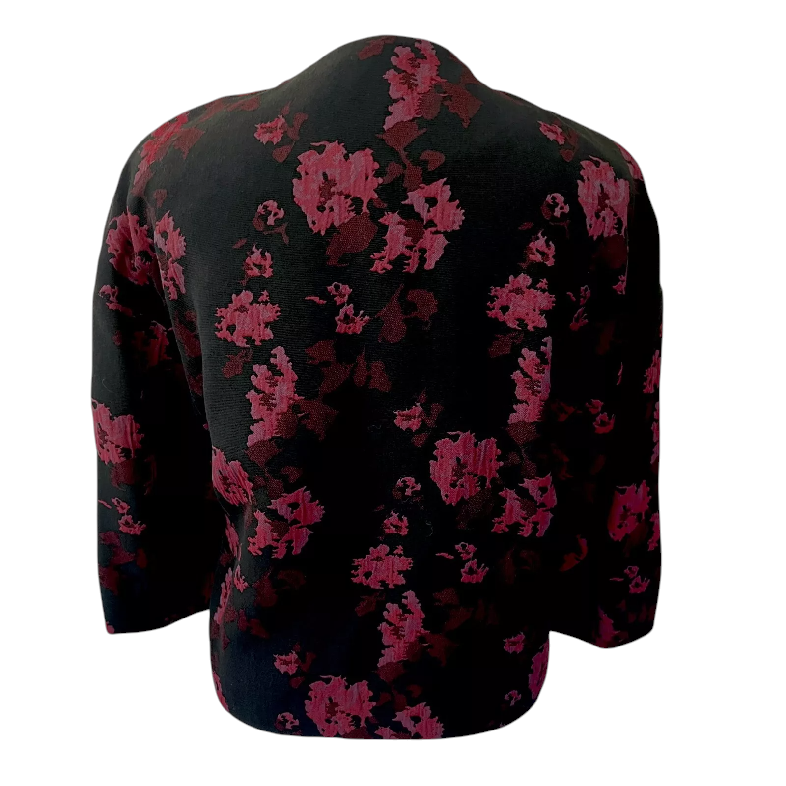 M&S Collection Black & Burgundy Jacquard Short Collarless Jacket UK 8