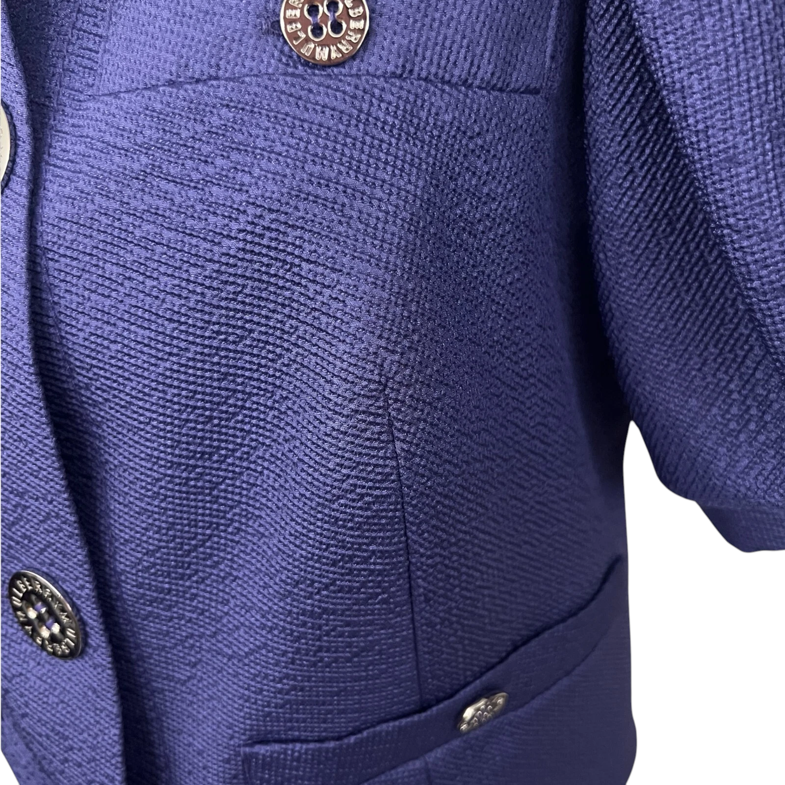 Mulberry Purple Short Puff Sleeve Cropped Waffle Jacket UK 8