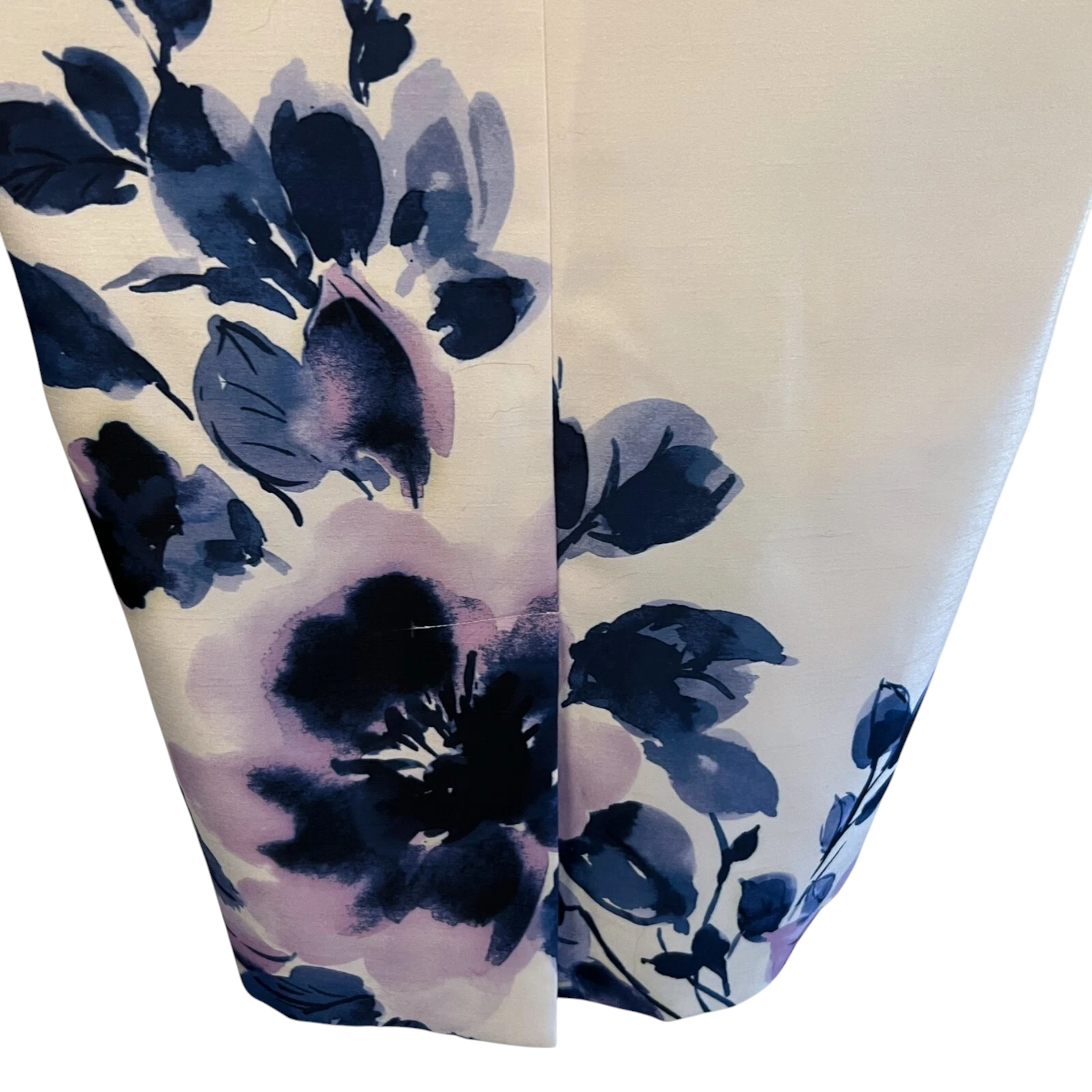 Jacques Vert Ivory Navy Lilac Floral Beaded Shimmer Dress UK 10
