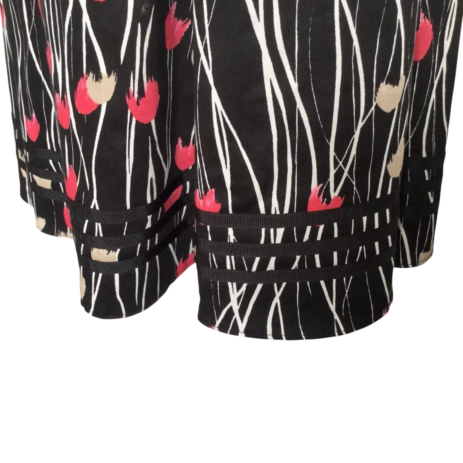 Minuet Black Cotton Tulip Print Flared Skirt UK 12