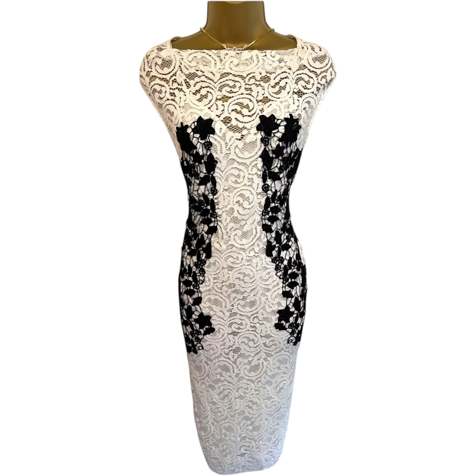 Zara Black Ivory Lace Crochet Dress UK 10