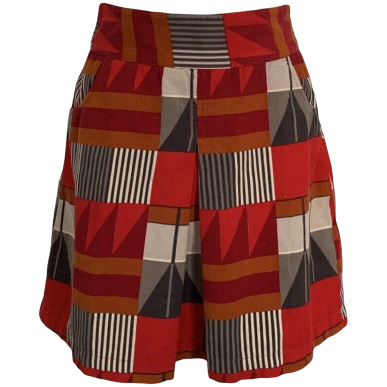 Monsoon Red Multi Coloured Needlecord Cotton Skirt UK 8