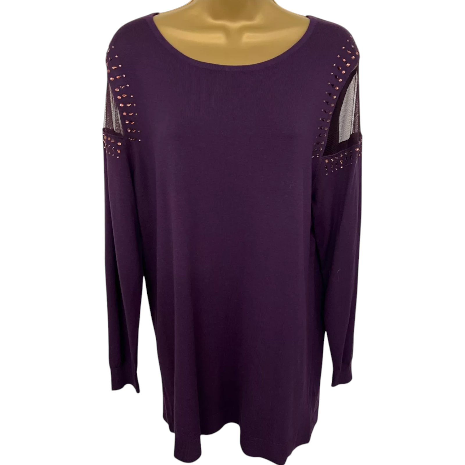 Evans Pear Shape Purple Mesh Shoulder Jumper UK 16