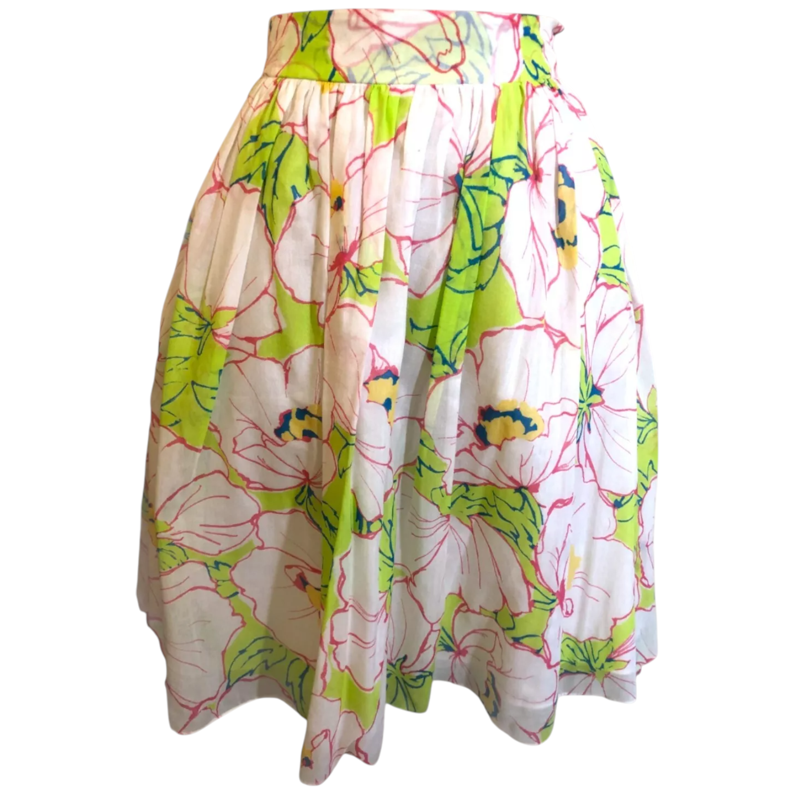 Moschino Cheap & Chic White & Green Floral Silk Skirt UK 8/10