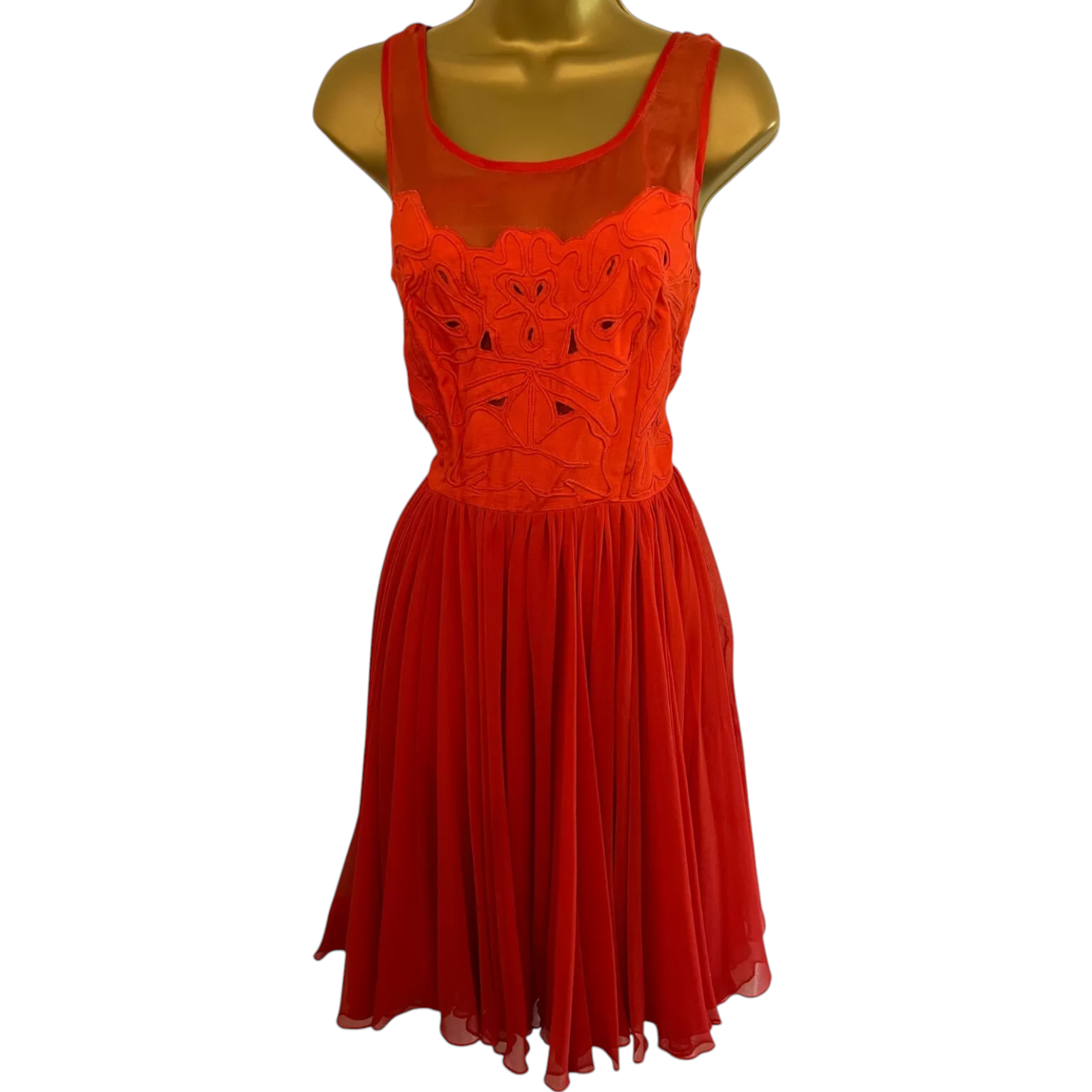 Reiss Orange Silk Organza & Chiffon Dress UK 10