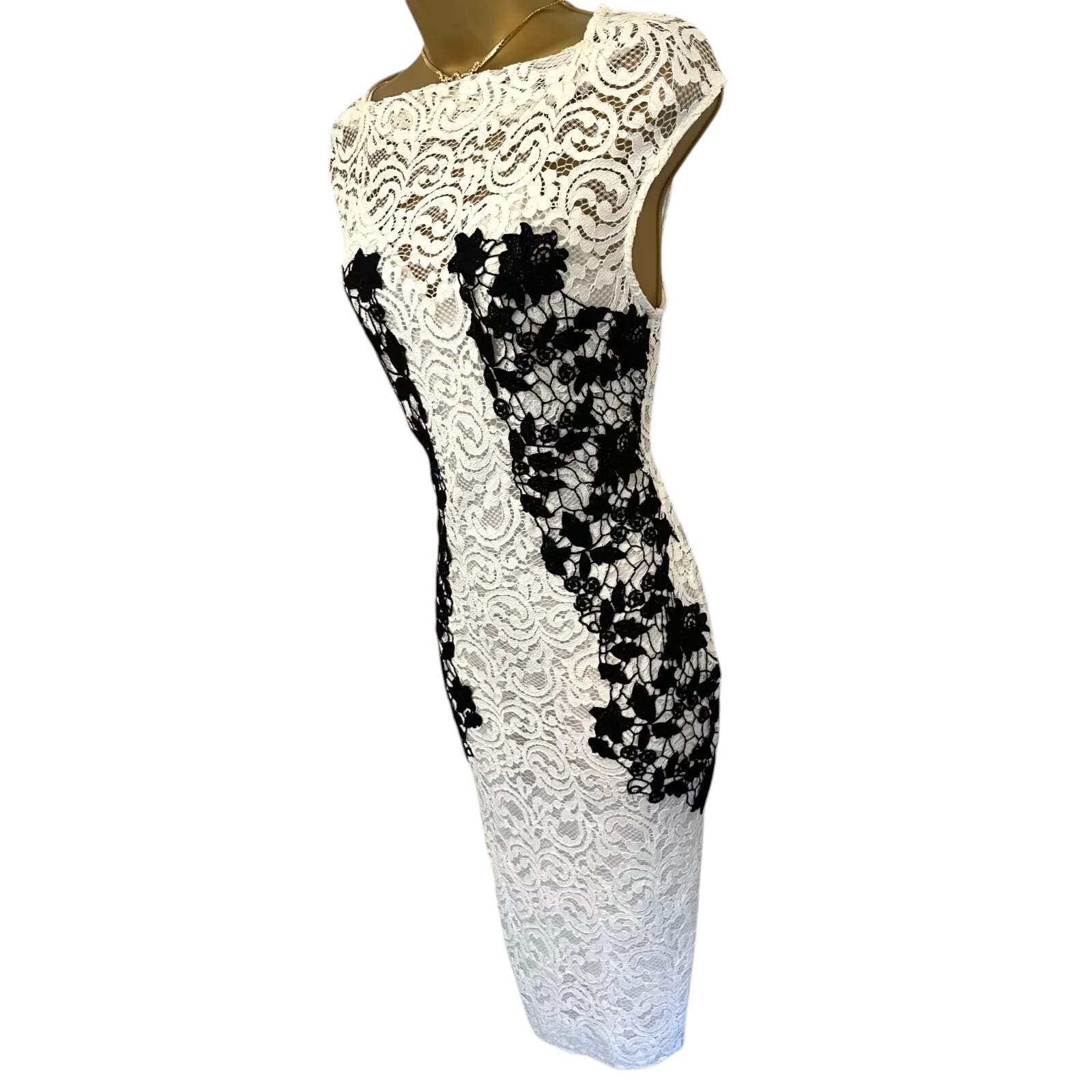 Zara Black Ivory Lace Crochet Dress UK 10