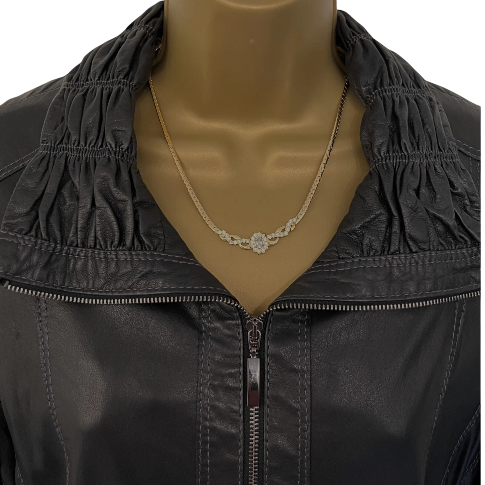 Gerry Weber Vintage Black Leather Jacket UK 14