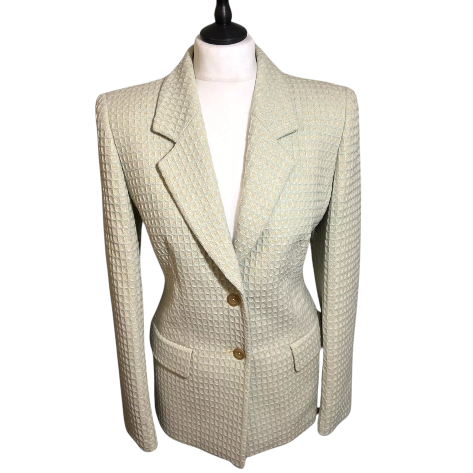Louis Feraud Vintage 90s Pale Green & Yellow Jacket UK 12