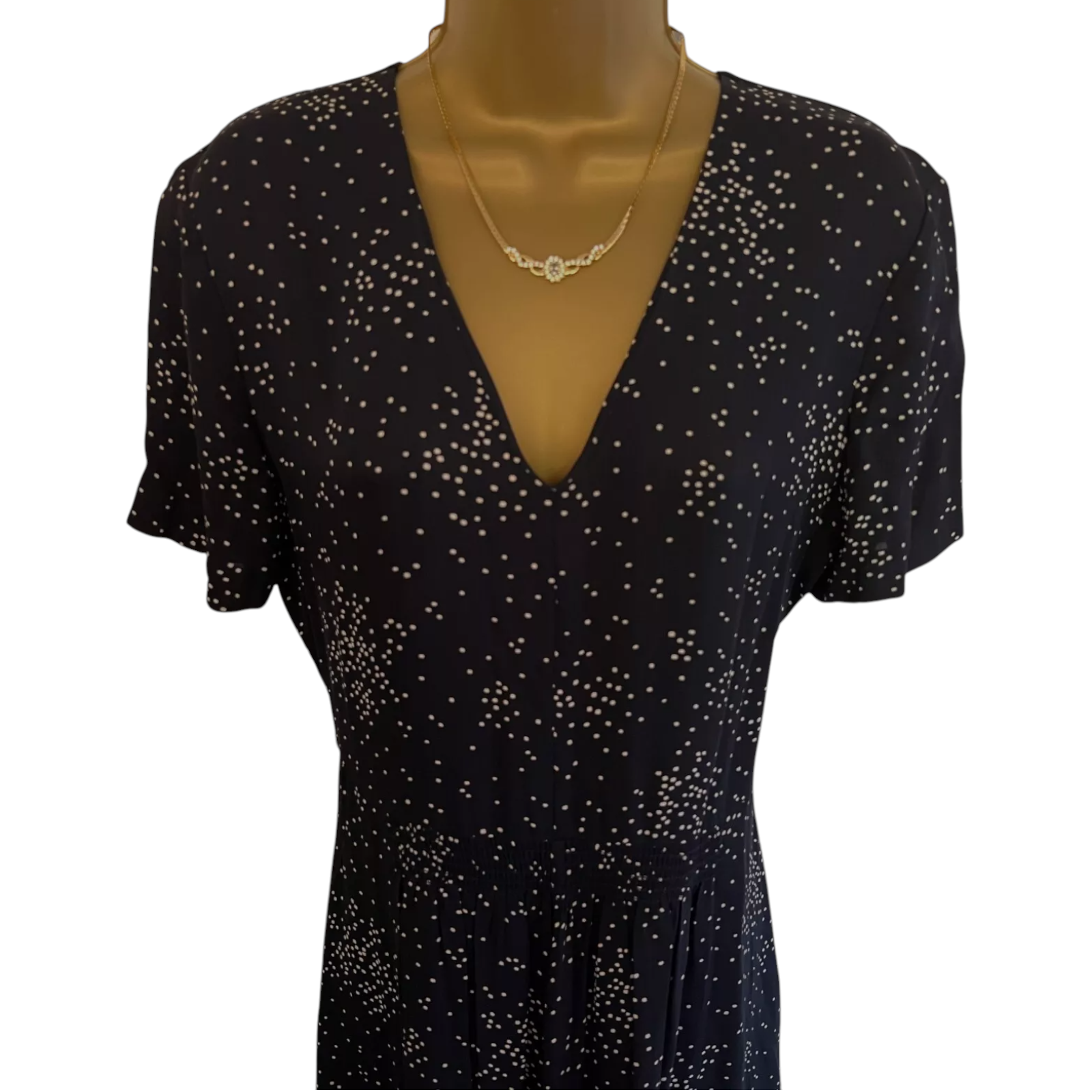 Jigsaw Black Spotted Crepe Dress UK 12