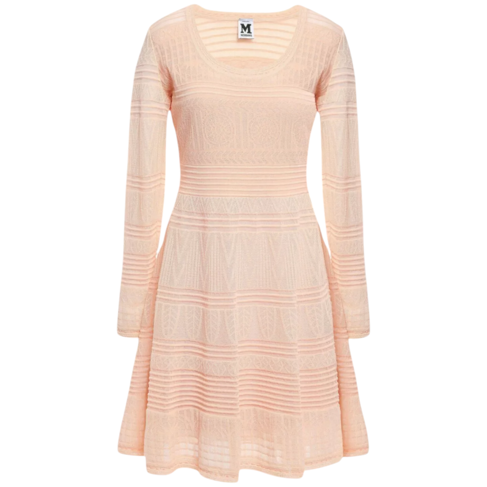 M Missoni Peach Lightweight Crochet Knit Cotton Dress UK 8