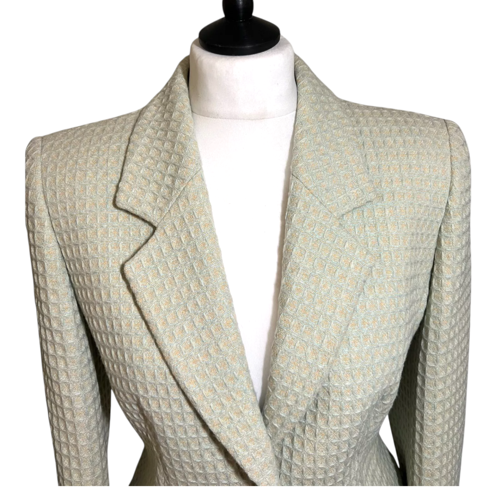 Louis Feraud Vintage 90s Pale Green & Yellow Jacket UK 12