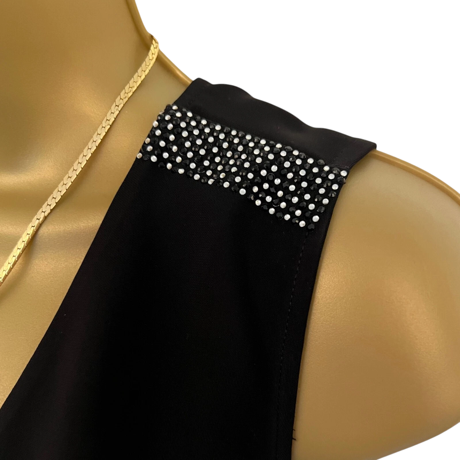Dorothy Perkins Black Sleeveless Diamanté Top UK 12