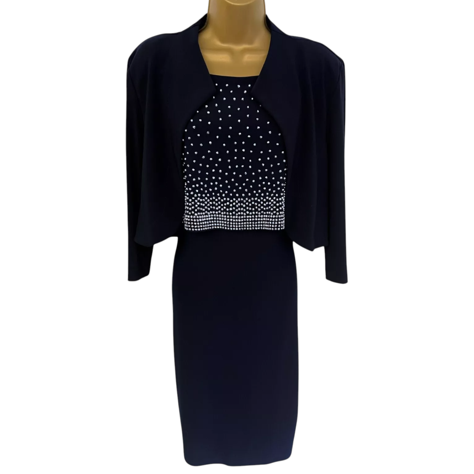 Joseph Ribkoff Navy Silver Beaded Dress Suit UK 12