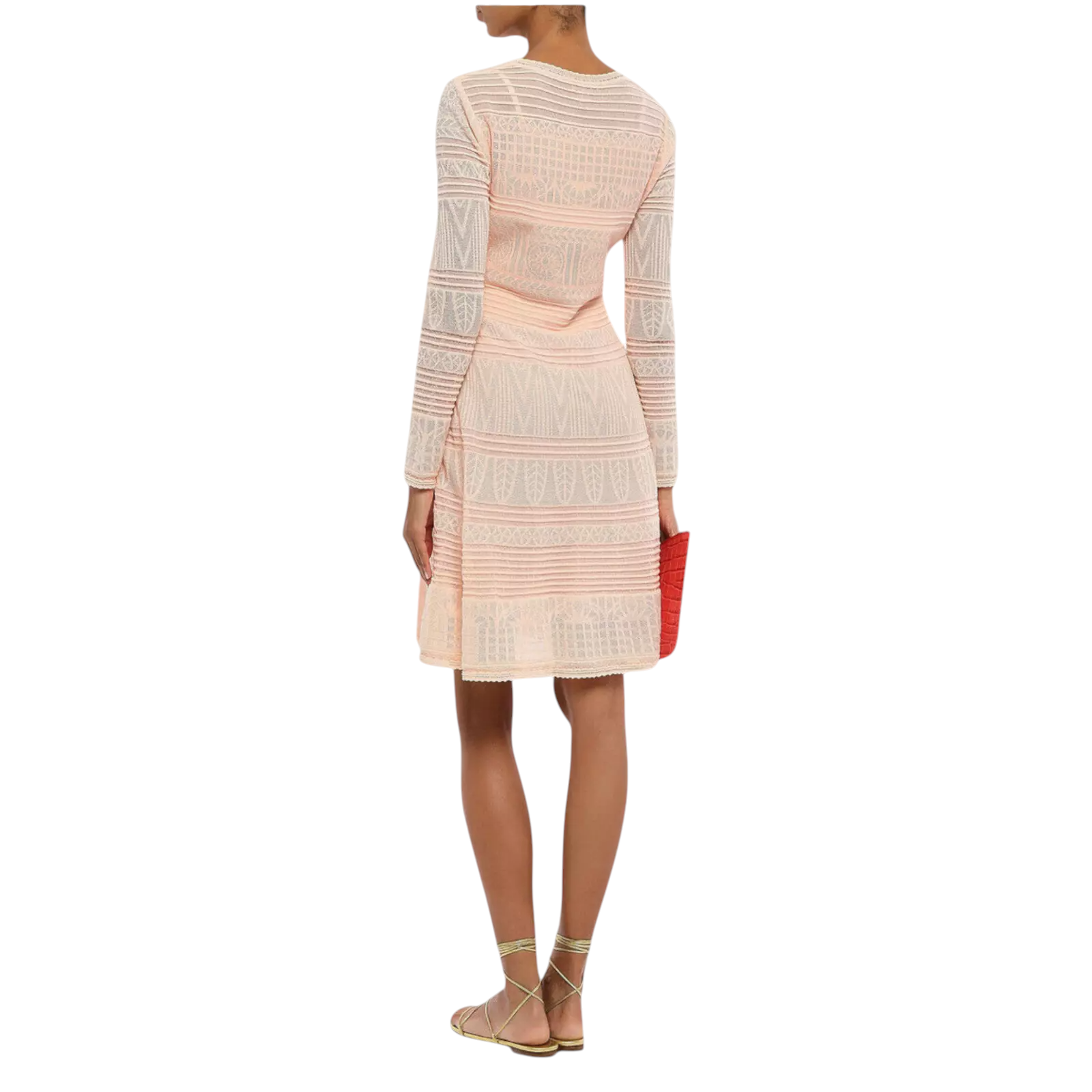 M Missoni Peach Lightweight Crochet Knit Cotton Dress UK 8