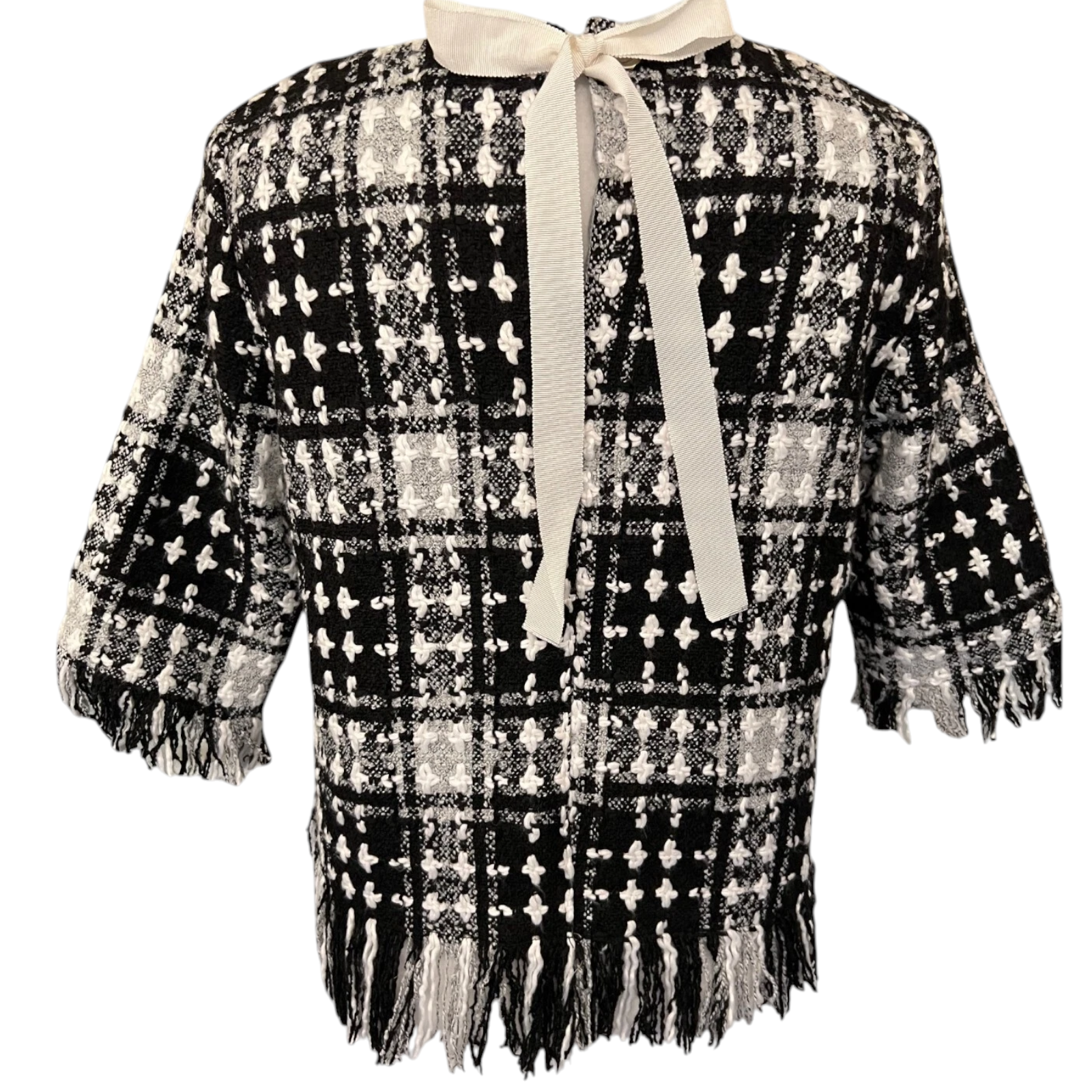 Double 11 Black & White Tweed Top UK 12/14
