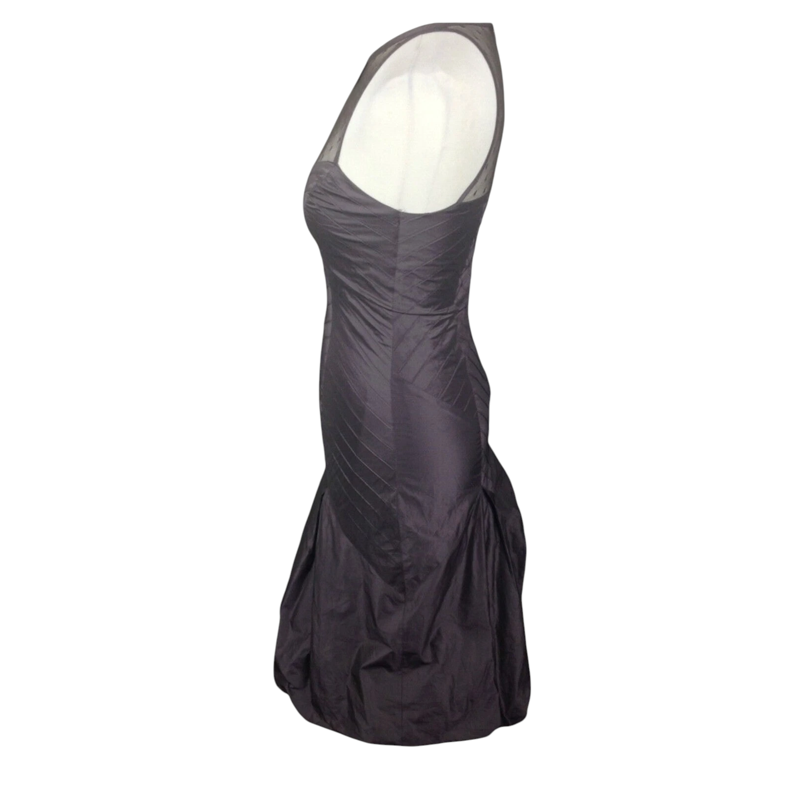 Karen Millen Brown Taffeta Bubble Hem Dress UK 8