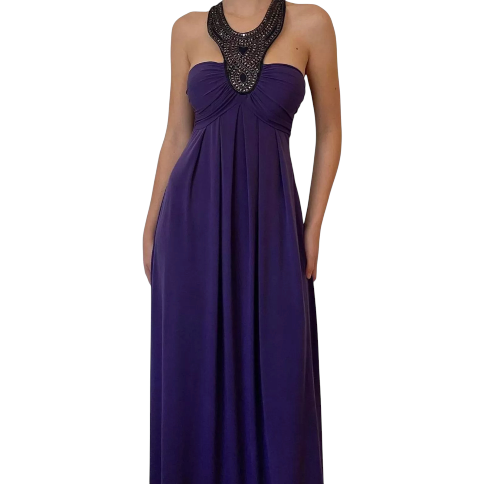Star by Julien Macdonald Purple Embellished Halterneck Maxi Dress UK 12