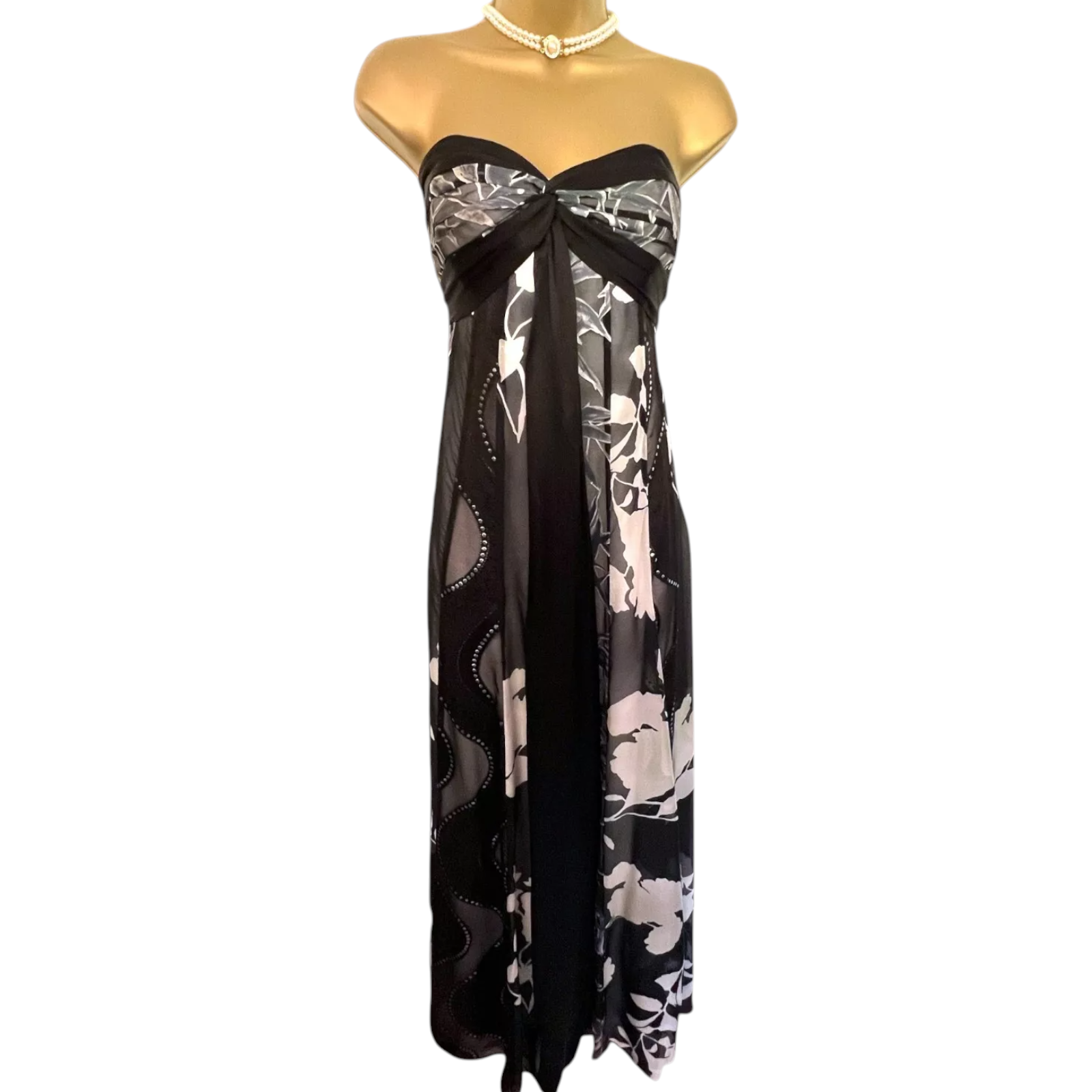 Monsoon Clementine Black Silk Maxi Dress UK 12