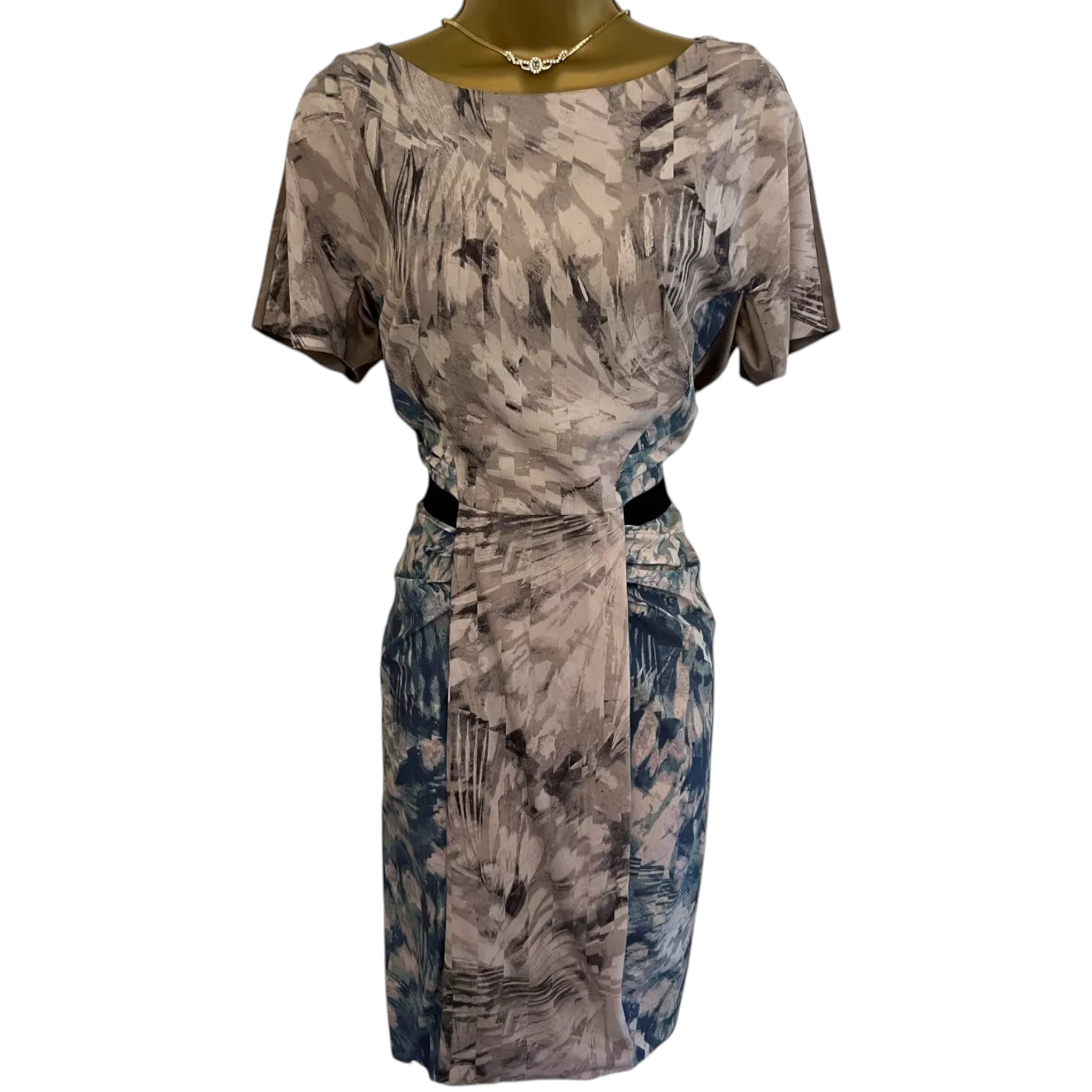 Nocturne Multicoloured Pleated Silk Dress UK 10