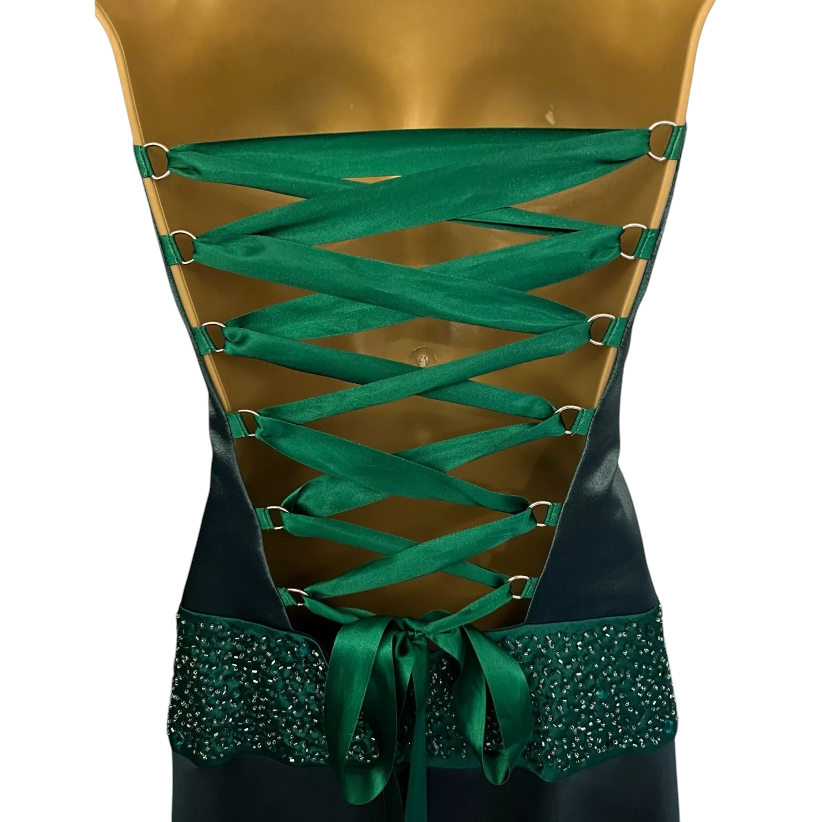 Charas Vintage Green Beaded Chiffon Backless Dress Suit UK 8