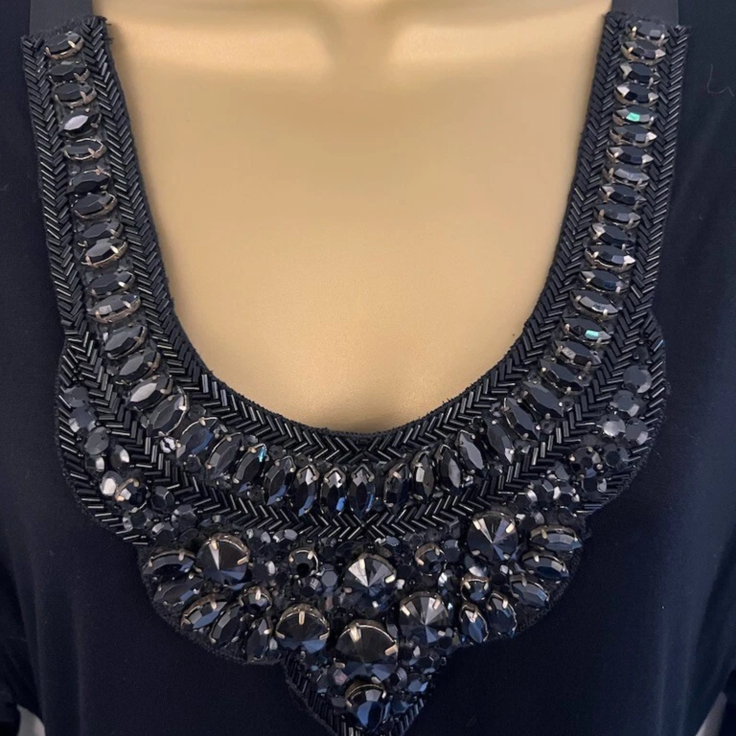 East Black Beaded Neckline Top UK 10